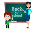 Back to school. Teacher woman cartoon character