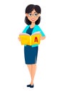 Back to school. Teacher woman cartoon character