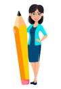 Back to school. Teacher woman cartoon character