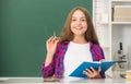 back to school. teen girl ready to study. kid do homework with book. teenager student. Royalty Free Stock Photo