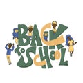 Back to school text for banner. Vector illustration.