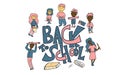 Back to school text for banner. Vector illustration.