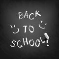 Back to school text on blackboard. Royalty Free Stock Photo