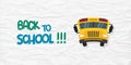 Back to school text with Bus on checkered background. Crumpled sheet of paper. Vector illustration Royalty Free Stock Photo