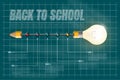 Back to school text drawing by white chalk in blackboard with school items and elements. Vector illustration banner Royalty Free Stock Photo
