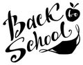 Back to school text lettering and medical mask coronavirus covid protection