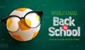 Back to school text vector template design. Welcome back to school greeting with soccer ball Royalty Free Stock Photo