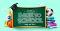 Back to school text vector template design. Welcome back to school greeting typography Royalty Free Stock Photo