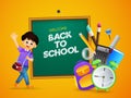 `Back to School` text written by chalk on blackboard. Royalty Free Stock Photo