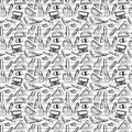 Back to school theme doodle with study tools hand drawn vintage background seamless pattern. Royalty Free Stock Photo