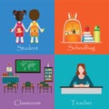 Back to school theme set with student. Royalty Free Stock Photo