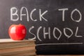 Back to school theme using school supplies and blackboard. S Royalty Free Stock Photo