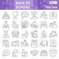 Back to school thin line icon set, school symbols collection or sketches. Education linear style signs for web and app Royalty Free Stock Photo