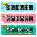 Back to School Three Color Banners Vector with flipping alphabet Royalty Free Stock Photo