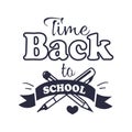 Back to School Time Sticker with Text on White Royalty Free Stock Photo