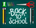 Back to School Title Words Written with Realistic School Items Royalty Free Stock Photo