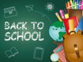 Back to School Title Written in a Chalk Board With School Stuff Illustration Vector Royalty Free Stock Photo