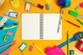 back to school tools object for study in classroom, student learning with education kids concept, play fun and toy, Royalty Free Stock Photo