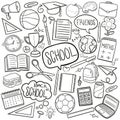 Back to School Traditional Doodle Icons Sketch Hand Made Design Vector