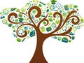 Back to school - tree with education icons Royalty Free Stock Photo