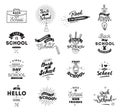 Back to school typographic labels set.