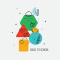 Back to school. Vector abstract geometric shapes illustration of students, schoolchildren for poster, background or