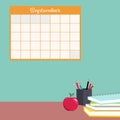 Back to school vector background with teacher\'s desk