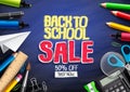 Back to school vector banner design for education shopping discount promotion Royalty Free Stock Photo