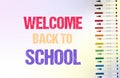 Back to school vector banner design for sale banner, invitation, promotion,sale poster, flat design colorful. School shopping. Vec Royalty Free Stock Photo