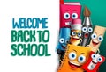 Back to school vector characters background template with empty white space Royalty Free Stock Photo