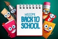 Back to school vector characters background template with white empty space Royalty Free Stock Photo