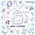 Back to school vector doodles isolated on white Royalty Free Stock Photo