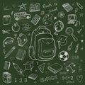Back to school vector doodles on white Royalty Free Stock Photo