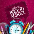 Back to school vector education concept. Back to school text speech bubble