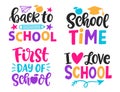 Back to School Vector hand lettering banner template set Royalty Free Stock Photo