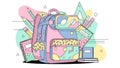 Back to School Vector Illustration Backpack and School Supplies Royalty Free Stock Photo