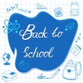 Back to School vector illustration card with outline elements for education