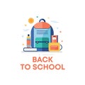 Back to school. Vector illustration with FLAT elements. Royalty Free Stock Photo