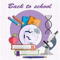 Back-to-school-vector-illustration-in-flat-style-microscope-with-spiral-of-the-DNA-pile-of-books
