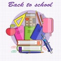 Back to school.Vector illustration in flat style. Notebooks with