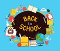 Back to school vector illustration with school suppleis/