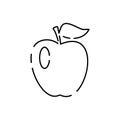 Back to school Vector Line Icon. Study education biology, clock, chemistry and more. Food and apple