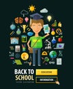 Back to school vector logo design template