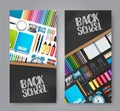 Back to school vertical flyer or banner design Royalty Free Stock Photo