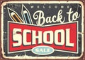 Back to school vintage sign design for school supplies sale.