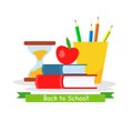 Back to School Web Banner Flat Vector Template Royalty Free Stock Photo