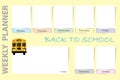 Back to school weekly planner vector on the yellow background.