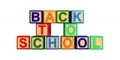 Back to school from wooden cubes. Isolated 3D illustration