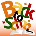 BACK TO SCHOOL words Fall text book pages Royalty Free Stock Photo