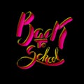 Back to school words lettering watercolor painted on black background